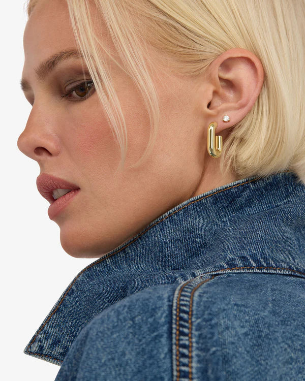 Gold Lil' Frankie Chain Huggie Earrings