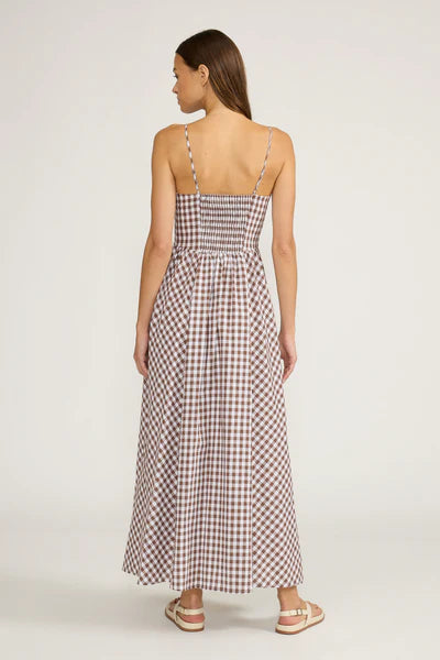 Kalley Maxi Dress - Brown Gingham