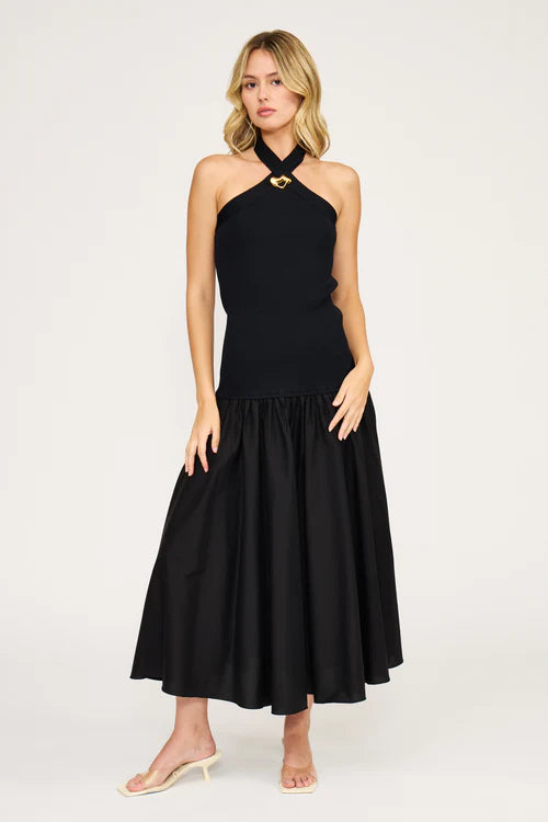 Arella Mixed Media Halter Dress