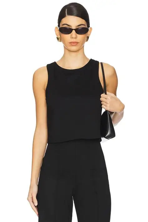 Ponte Knit Tank Top - Black