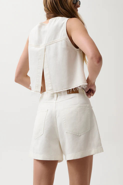 Kimora High Rise Linen Short - Egret