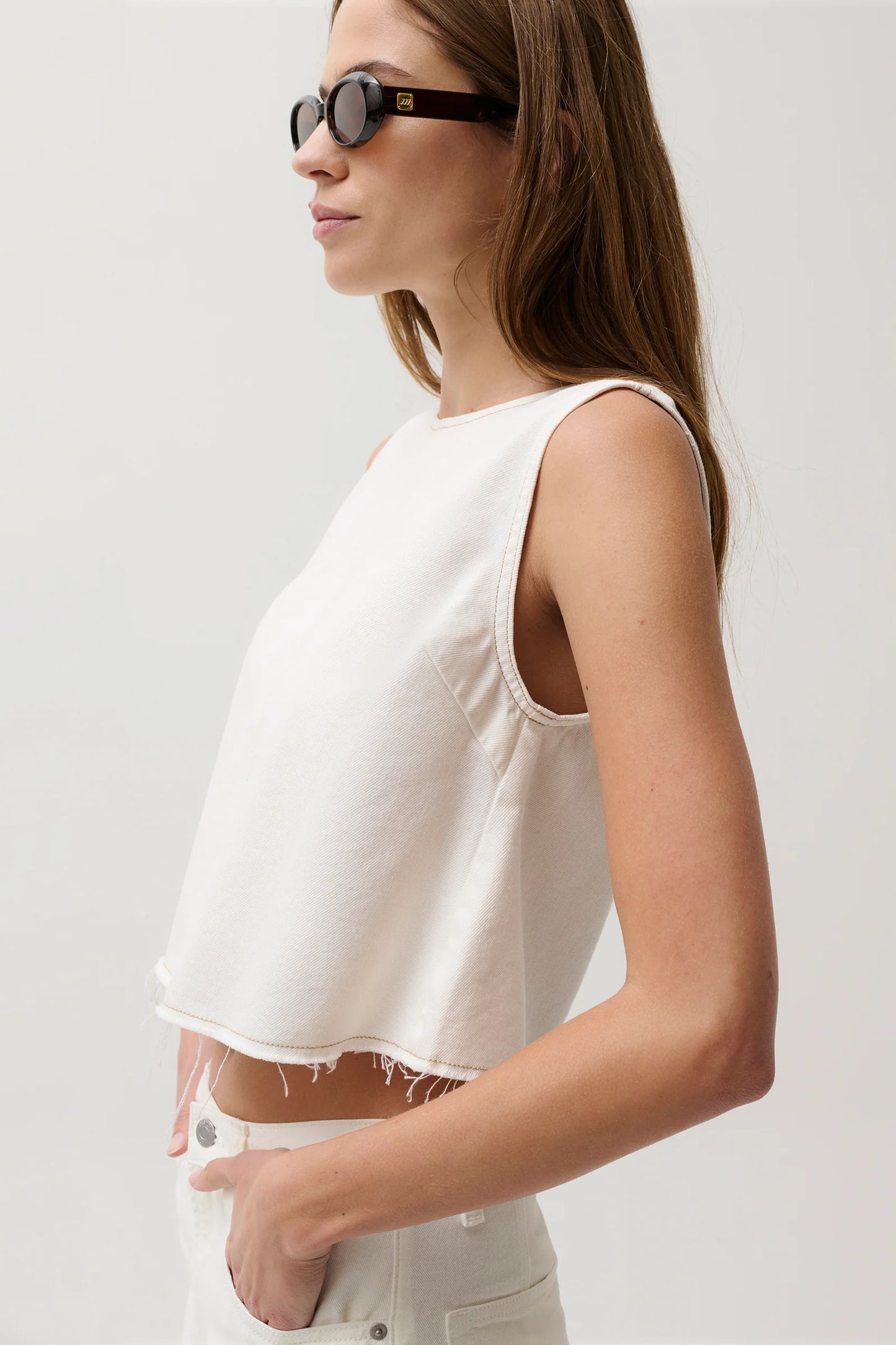 Rue Crop Swing Shirt - Off White