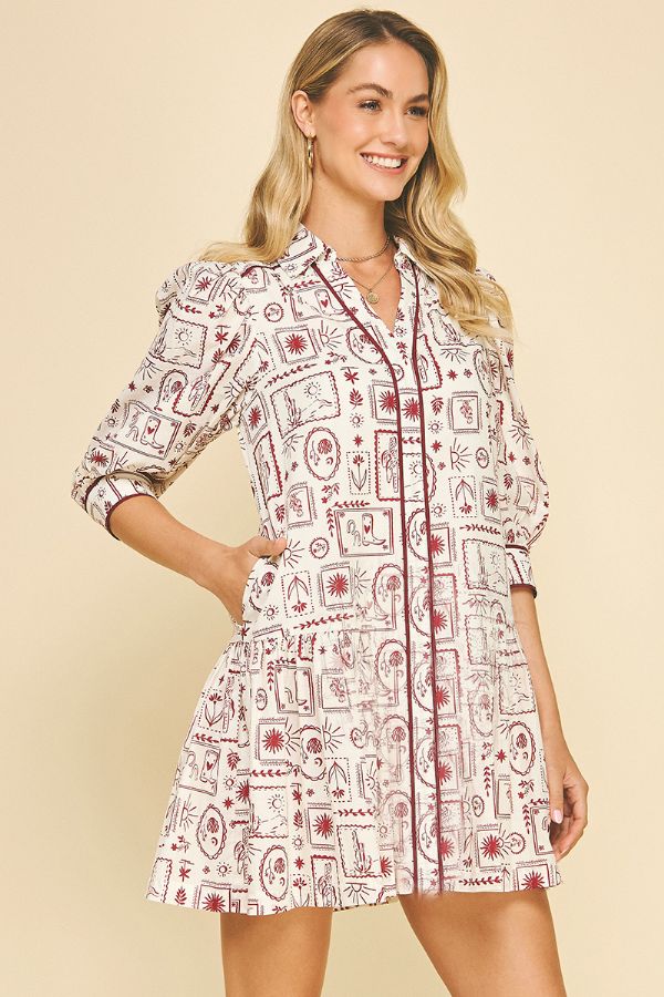 Print Tiered Mini Dress