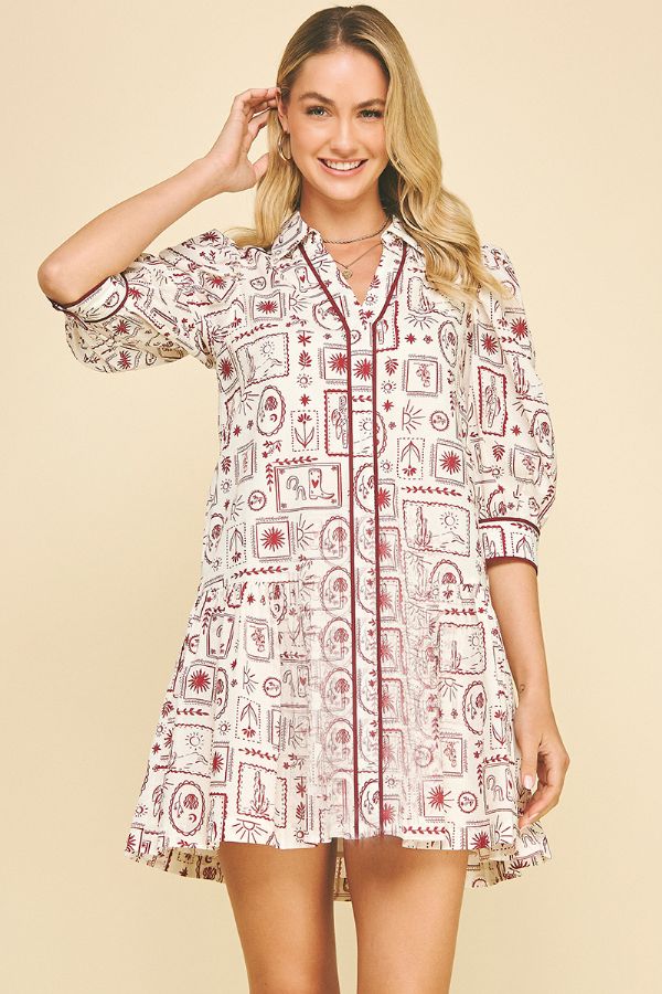 Print Tiered Mini Dress