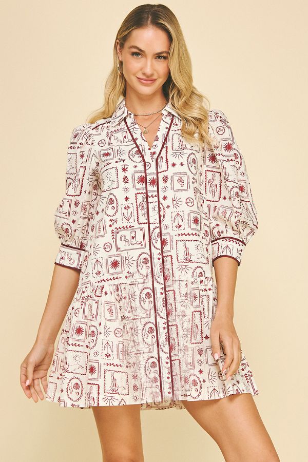 Print Tiered Mini Dress