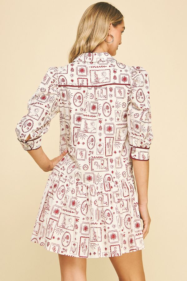 Print Tiered Mini Dress