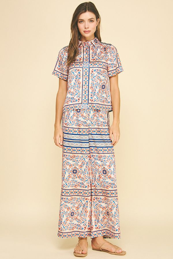 Scarf Print Button Down Shirt