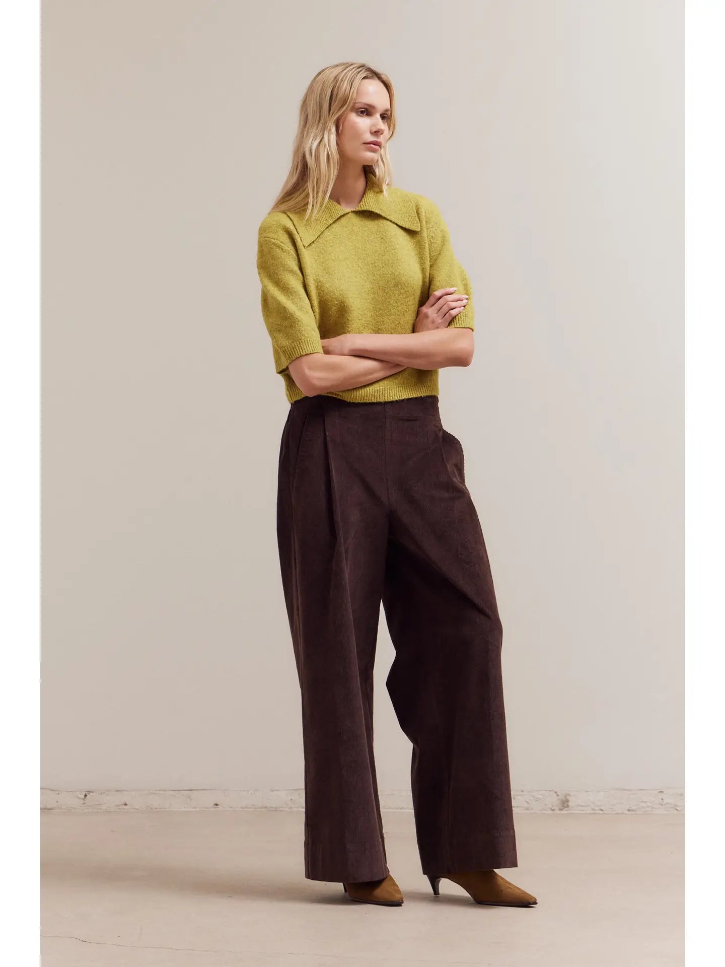 Citron 3/4 Sleeve Collar Sweater