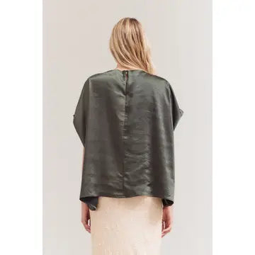 Draped Loose Fit Top - Deep Forest