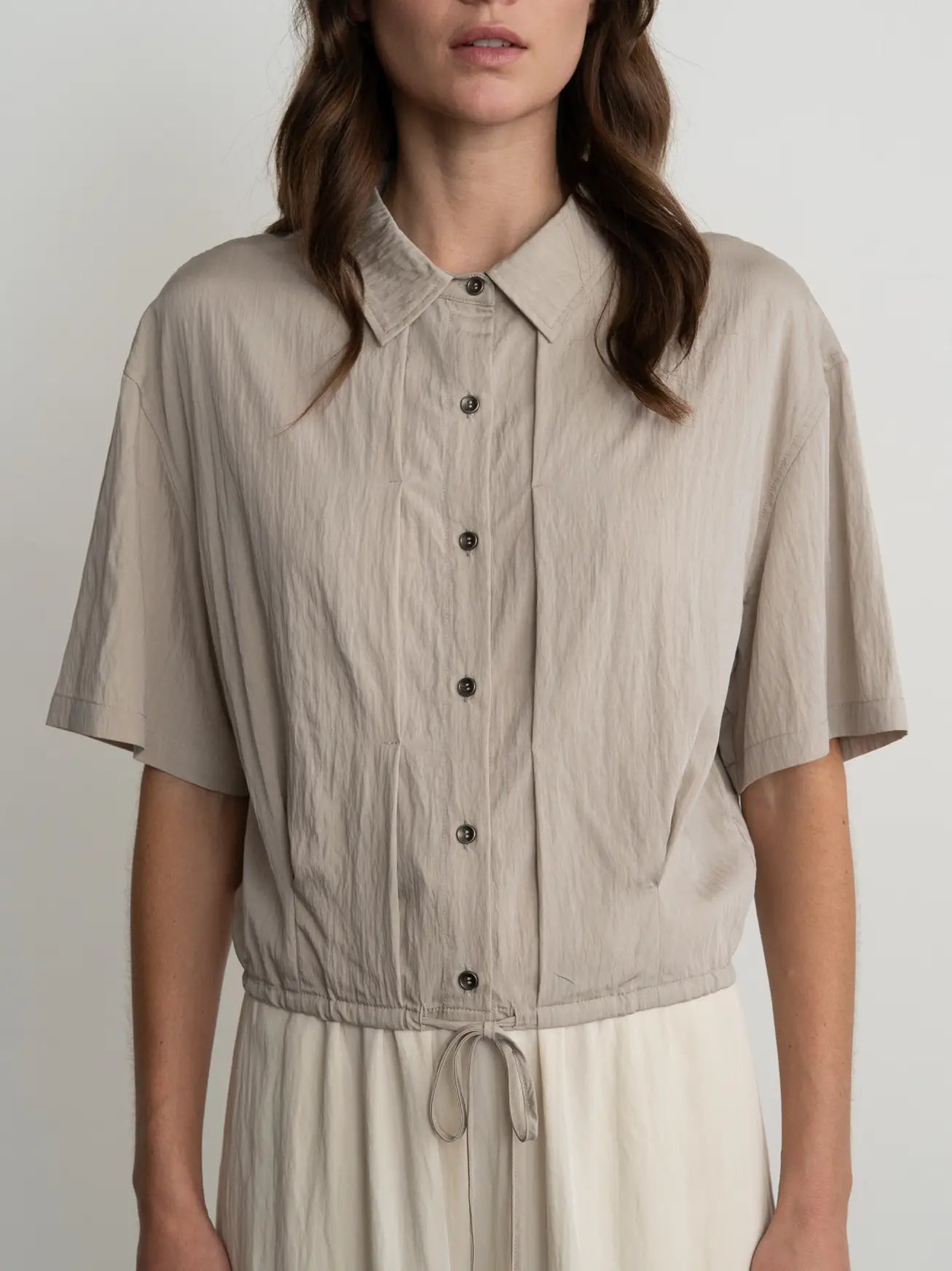 Taupe Pleated Detail Top