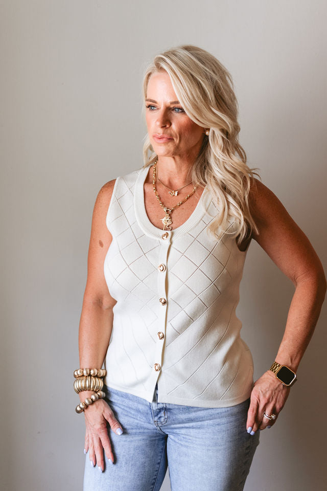 Cream Sleeveless Sweater