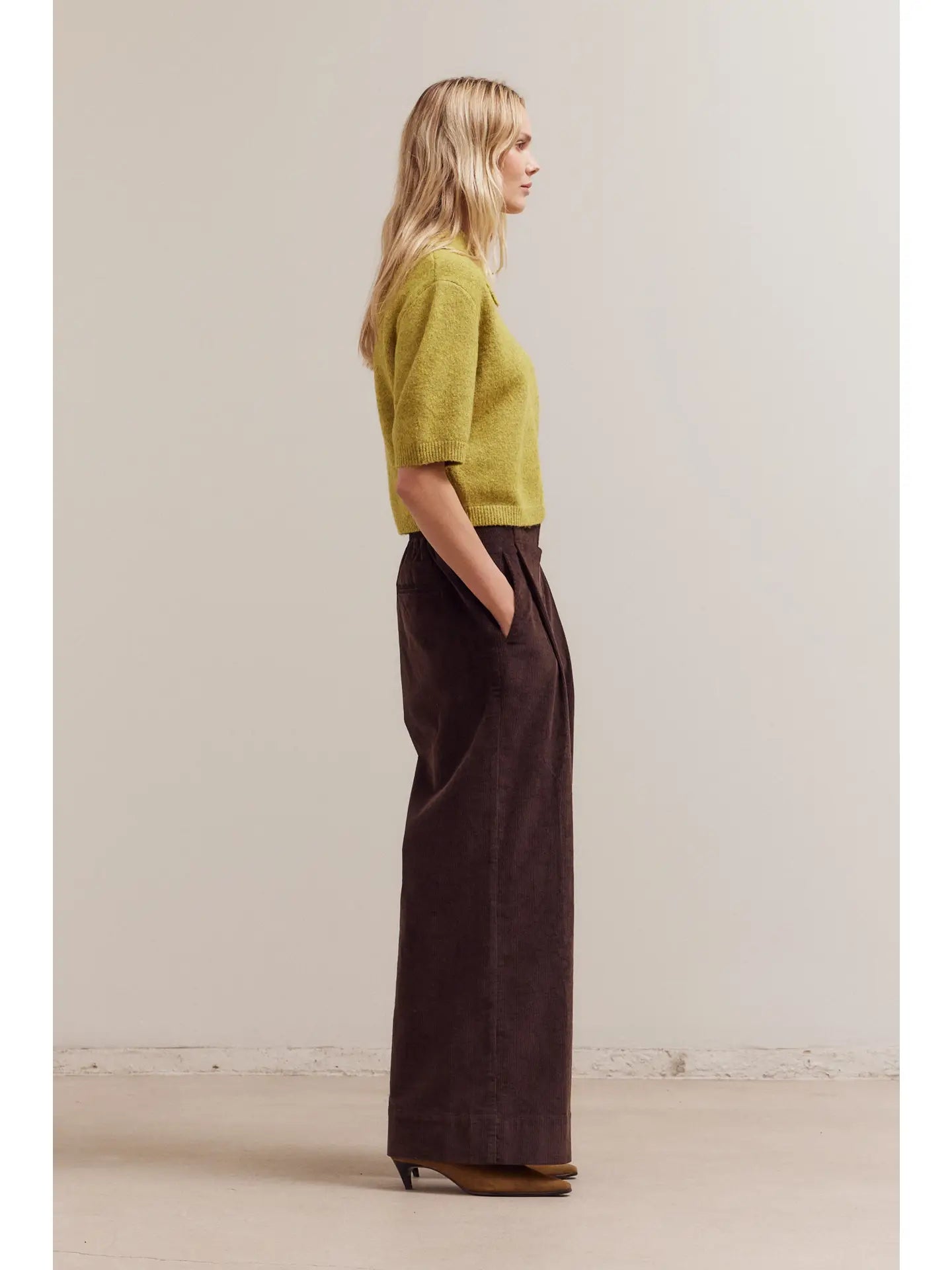 Citron 3/4 Sleeve Collar Sweater