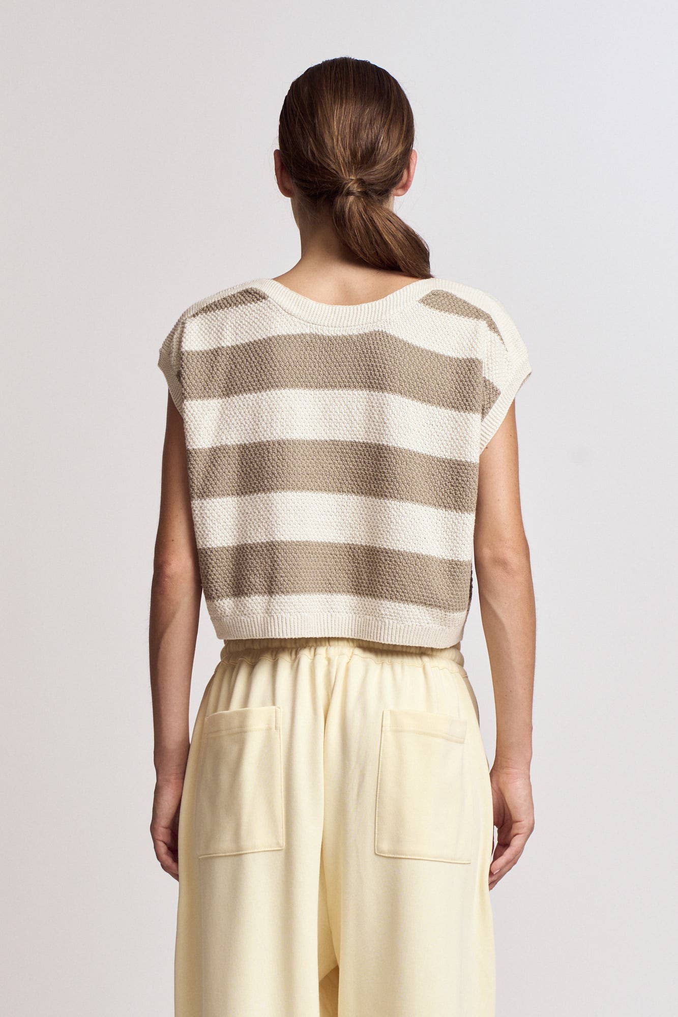 DROP SHOULDER STRIPE KNIT TOP