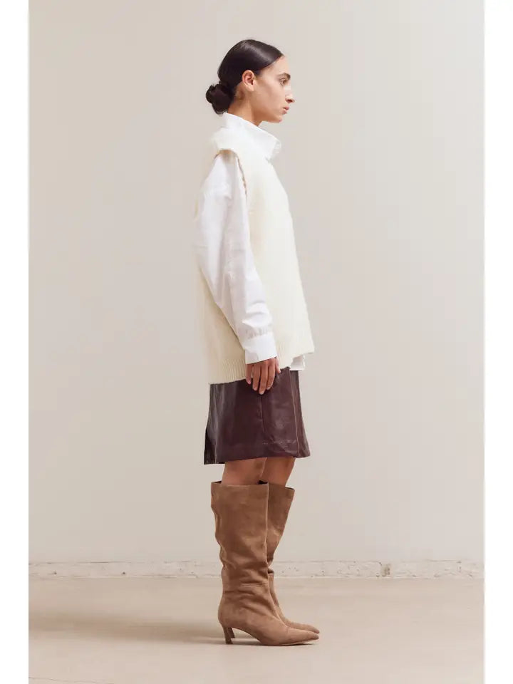 Ivory Textured Knit Ves