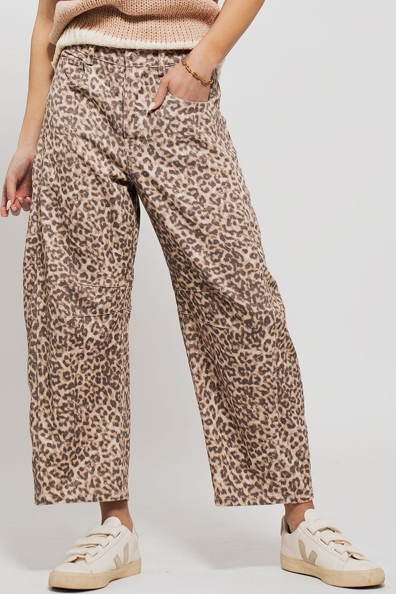The Wild Side Leopard Barrel Jeans