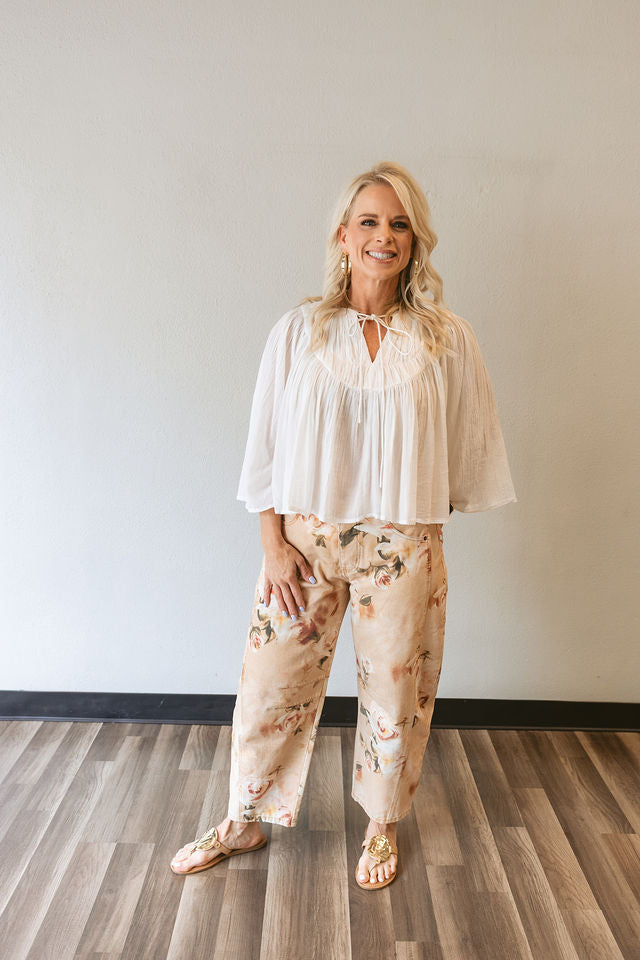 Vintage Relaxed Floral Print Barrel Jeans