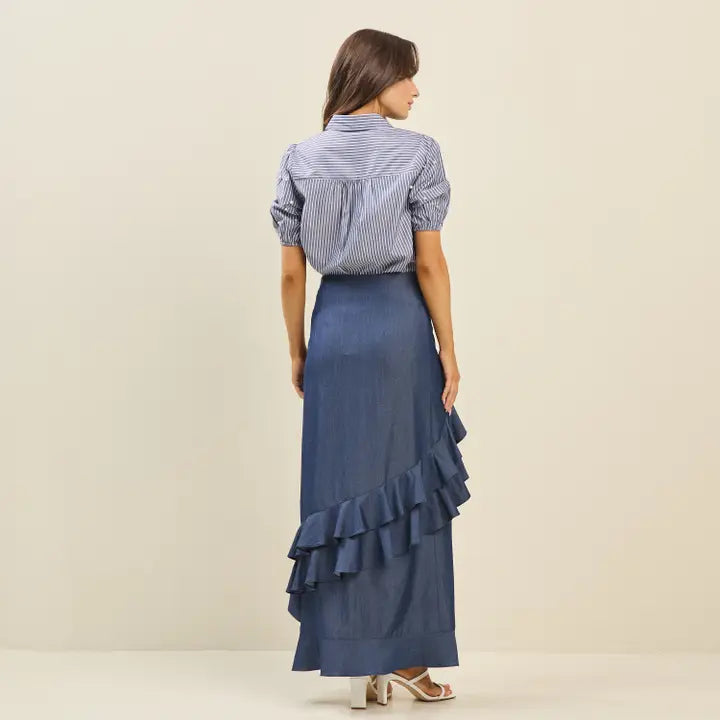 Indigo Ruffle Skirt
