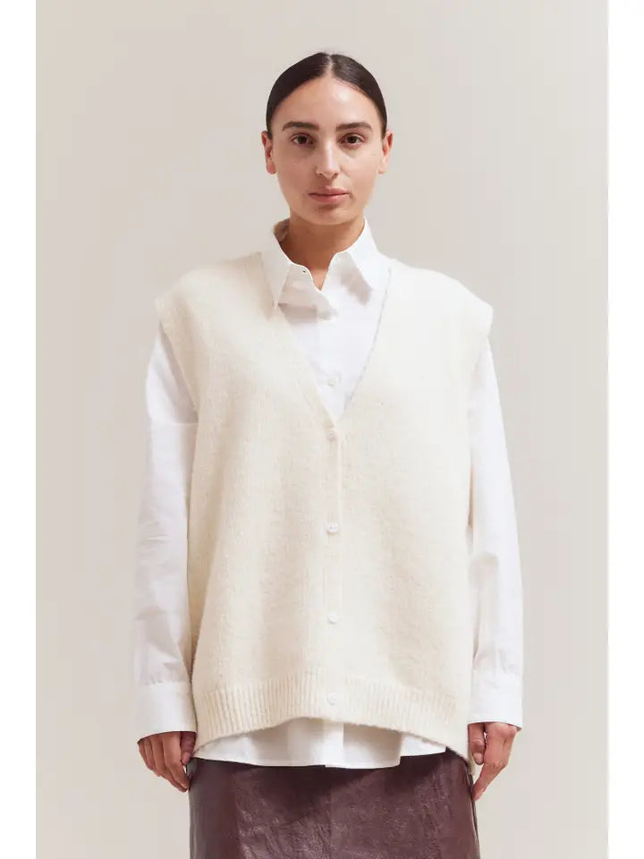 Ivory Textured Knit Ves