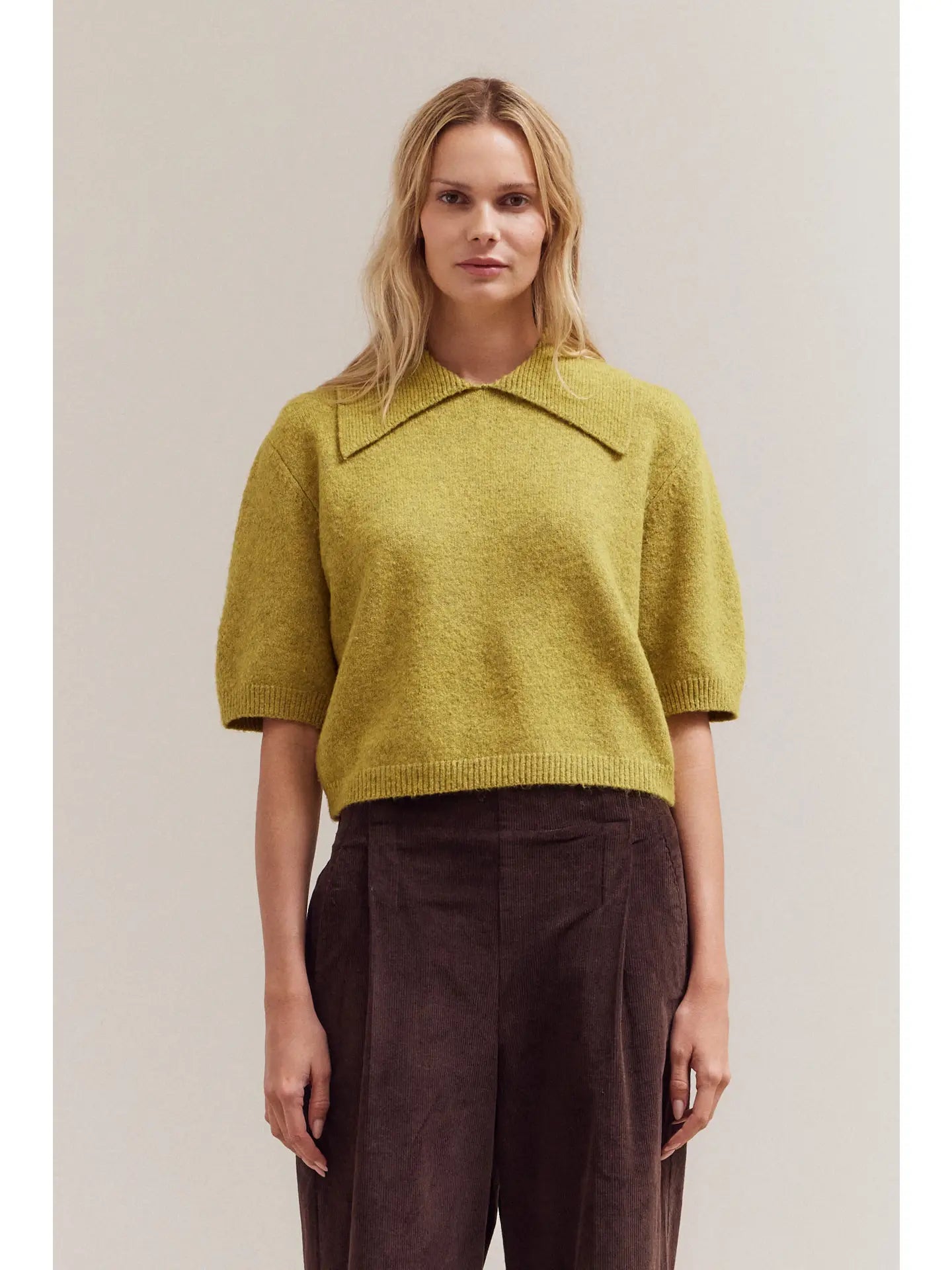 Citron 3/4 Sleeve Collar Sweater