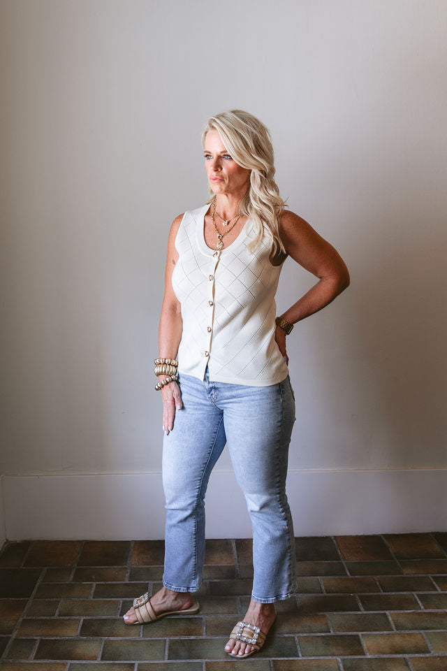 Cream Sleeveless Sweater