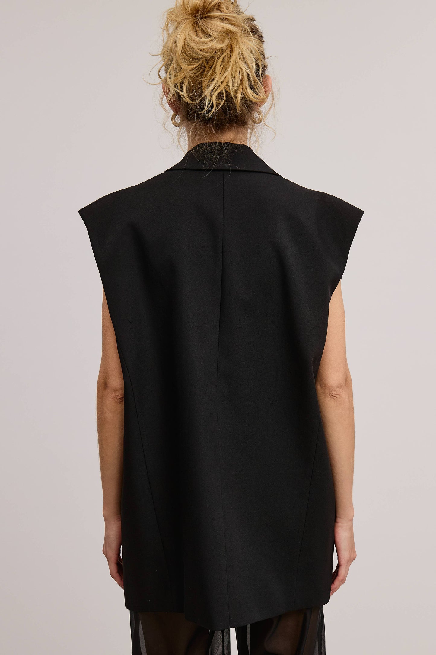 Structured Oversized Blazer Vest with Shoulder Pads