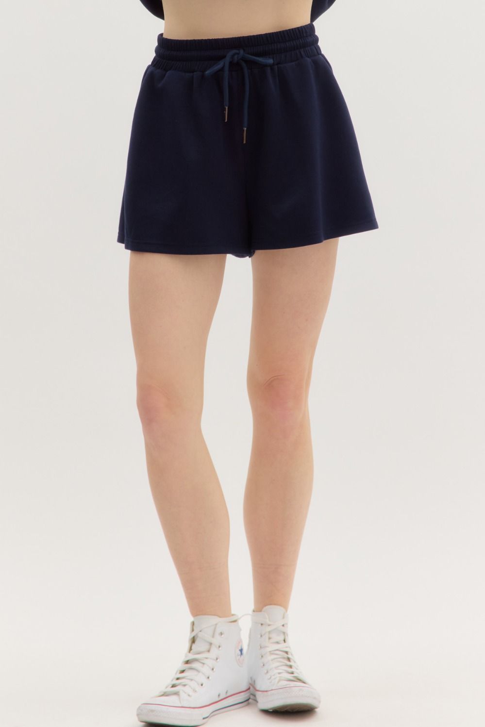 Black Jersey Knit Pull-On Shorts