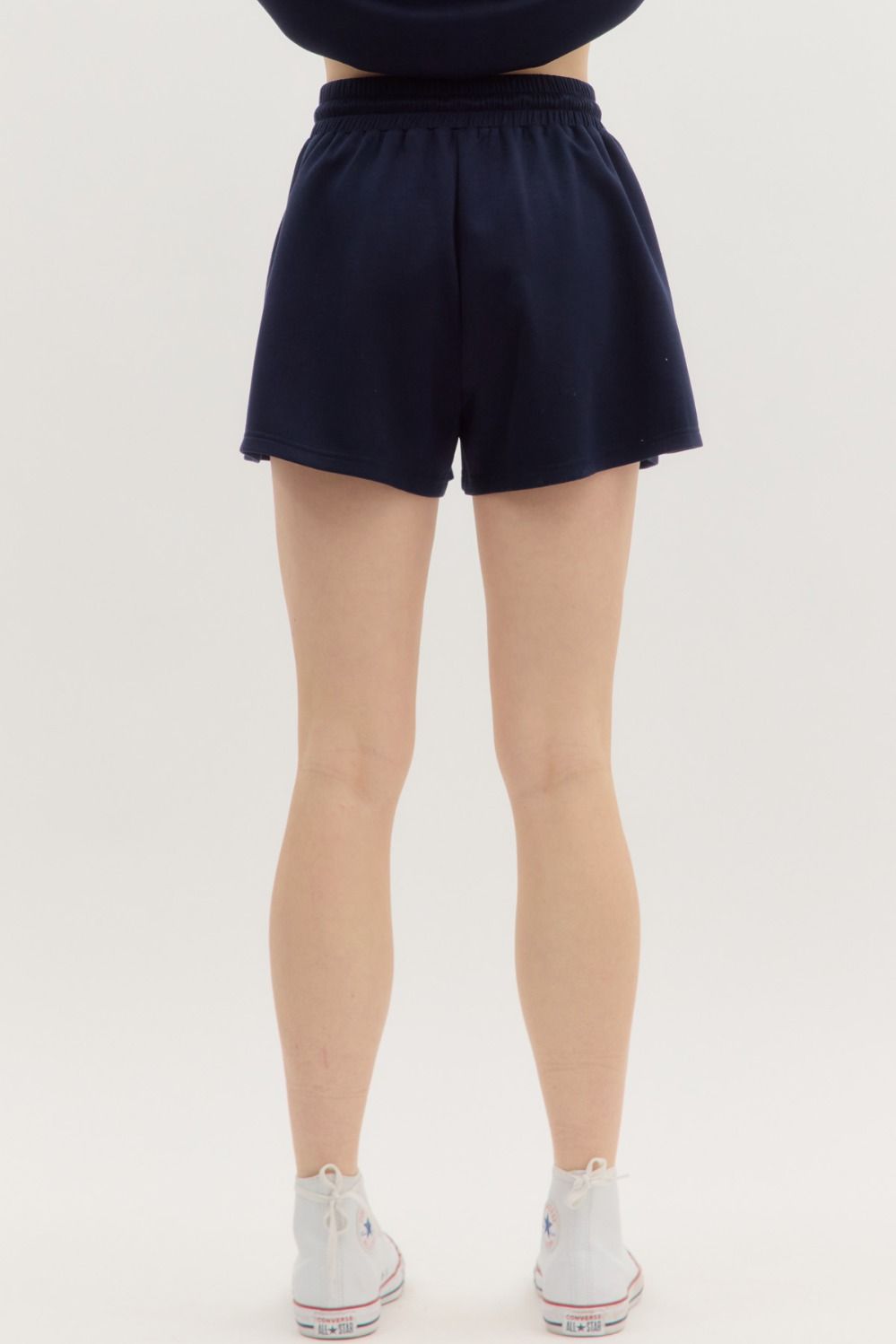 Black Jersey Knit Pull-On Shorts