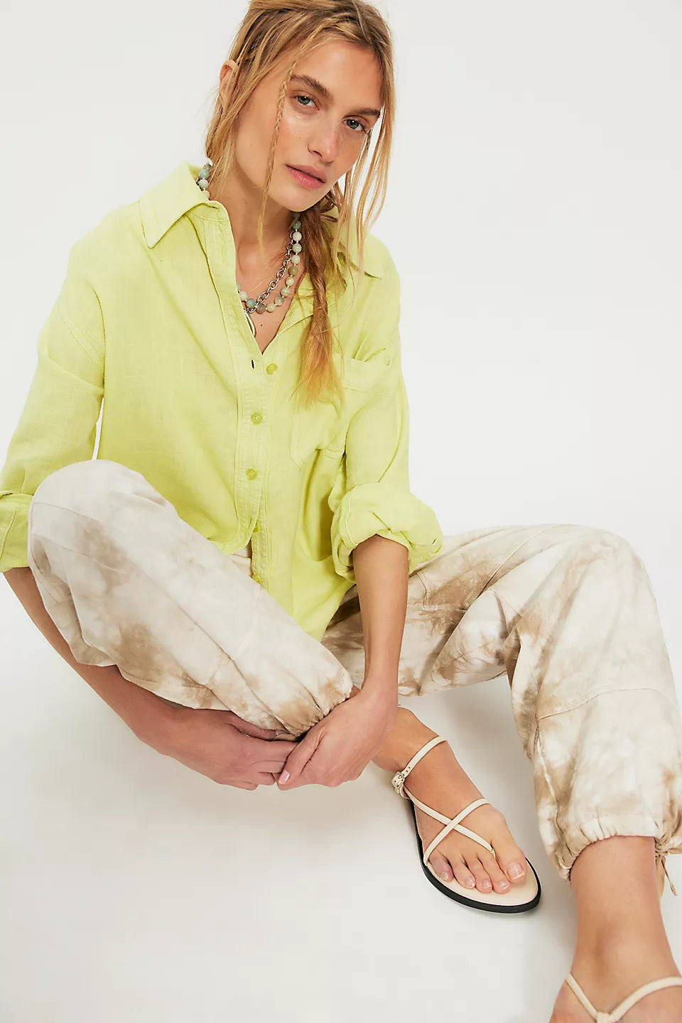 Free People Laurel Linen Button Down - Early Bloomer