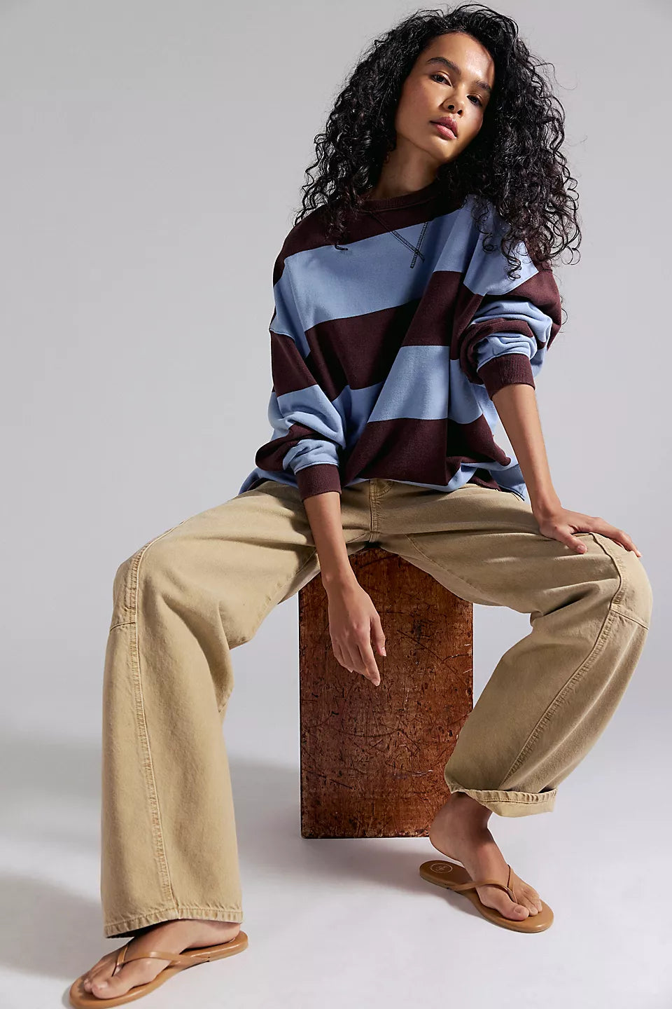 Classic Stiped Oversized Crewneck Top