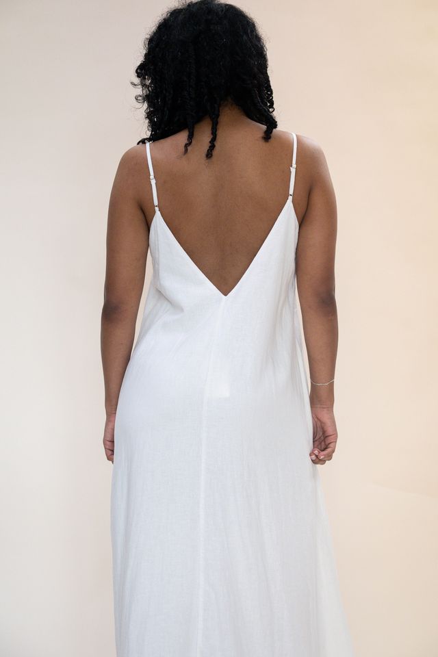Sandcomber Linen Midi Dress - White