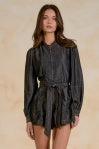 Long Sleeve Black Wash Shorts Romper