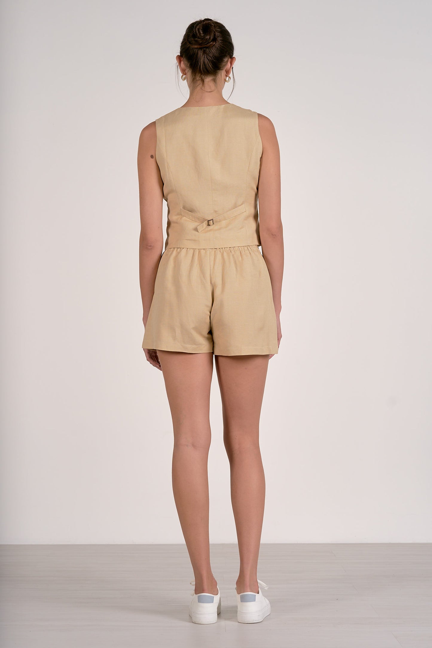 Button Top Halter Vest - Oatmeal