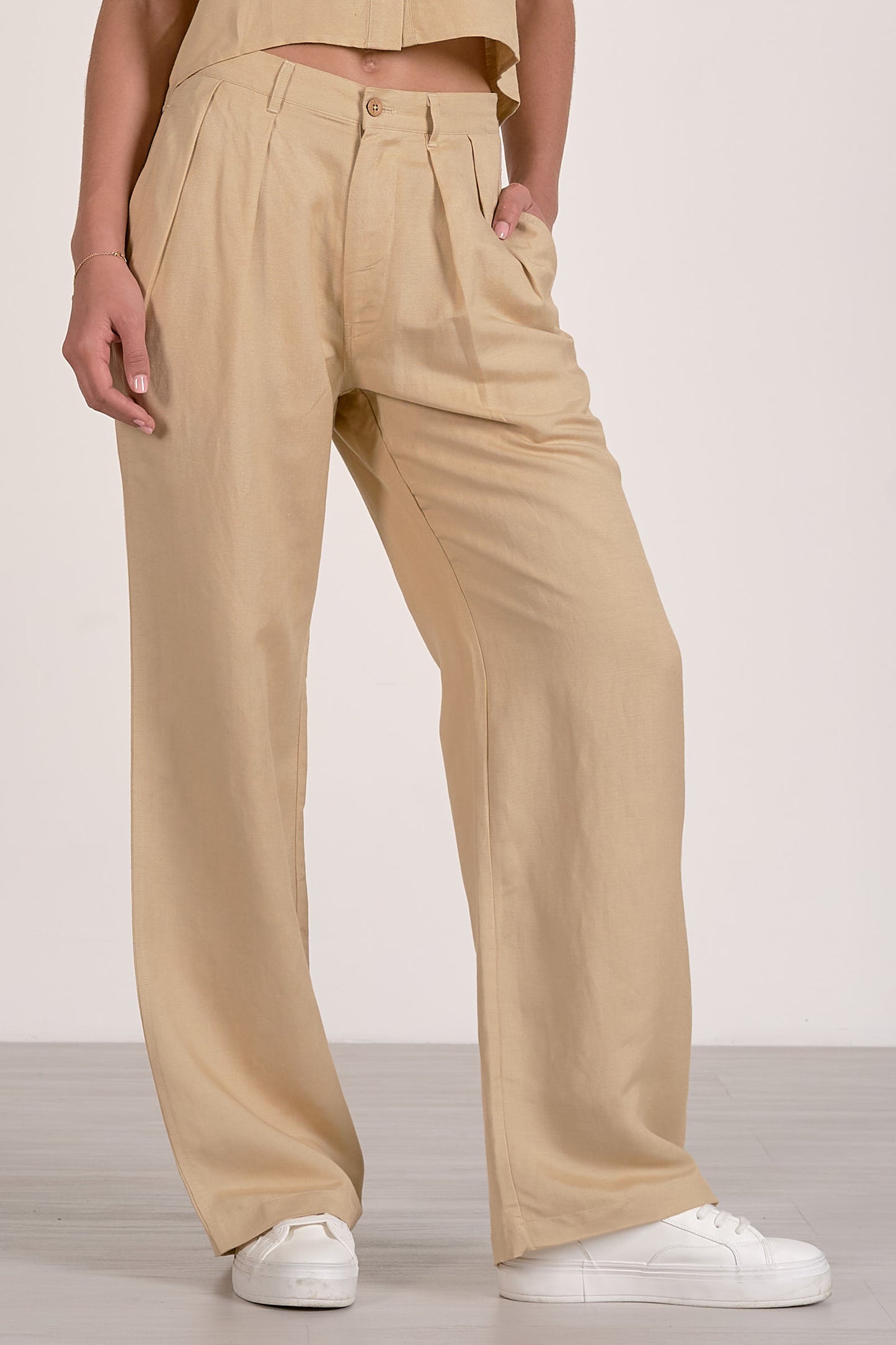 Pleated Front Pants -Oatmeal