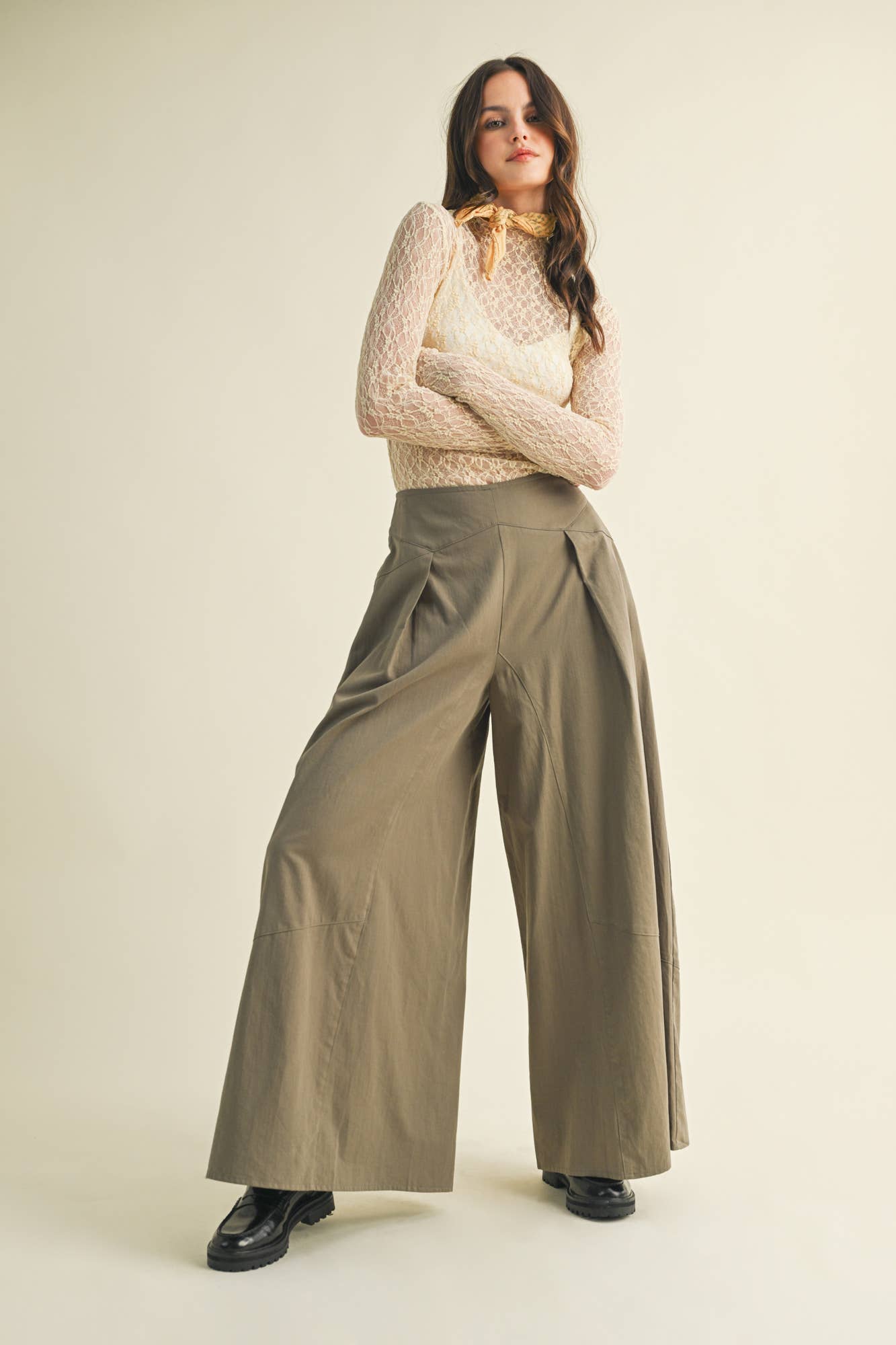 Moss Green Palazzo Trouser Pants