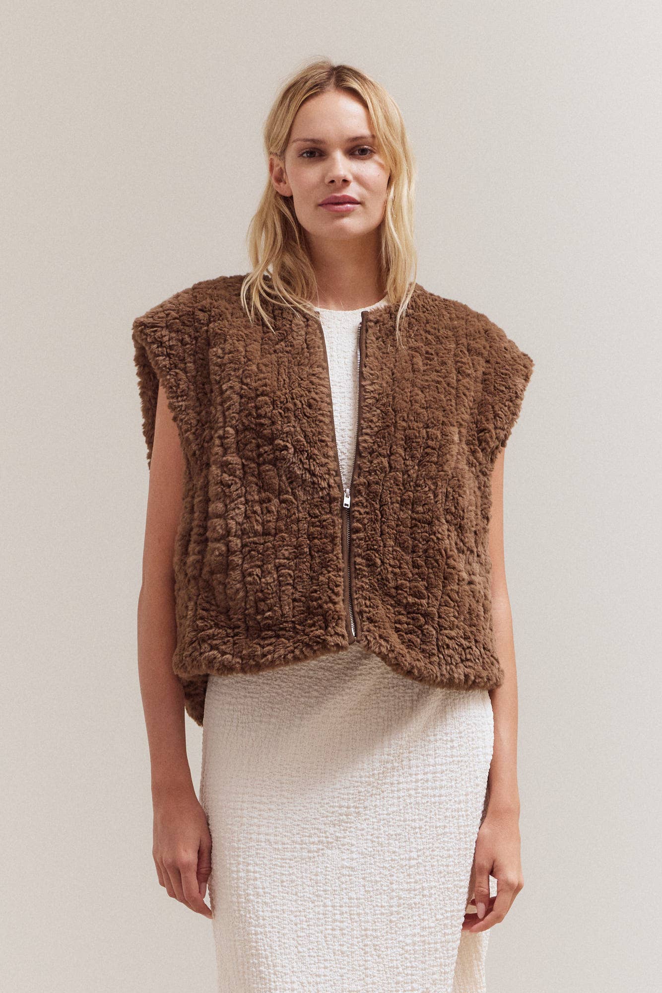 Brown Faux Fur Vest