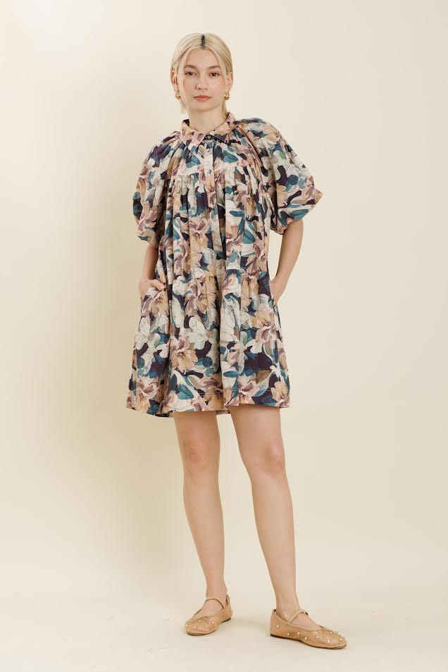 Dark Floral Shirt Dress