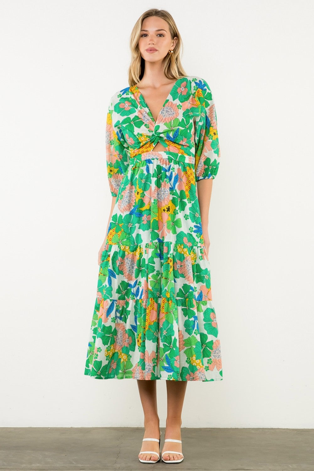 Twist Detail Floral Maxi Dress