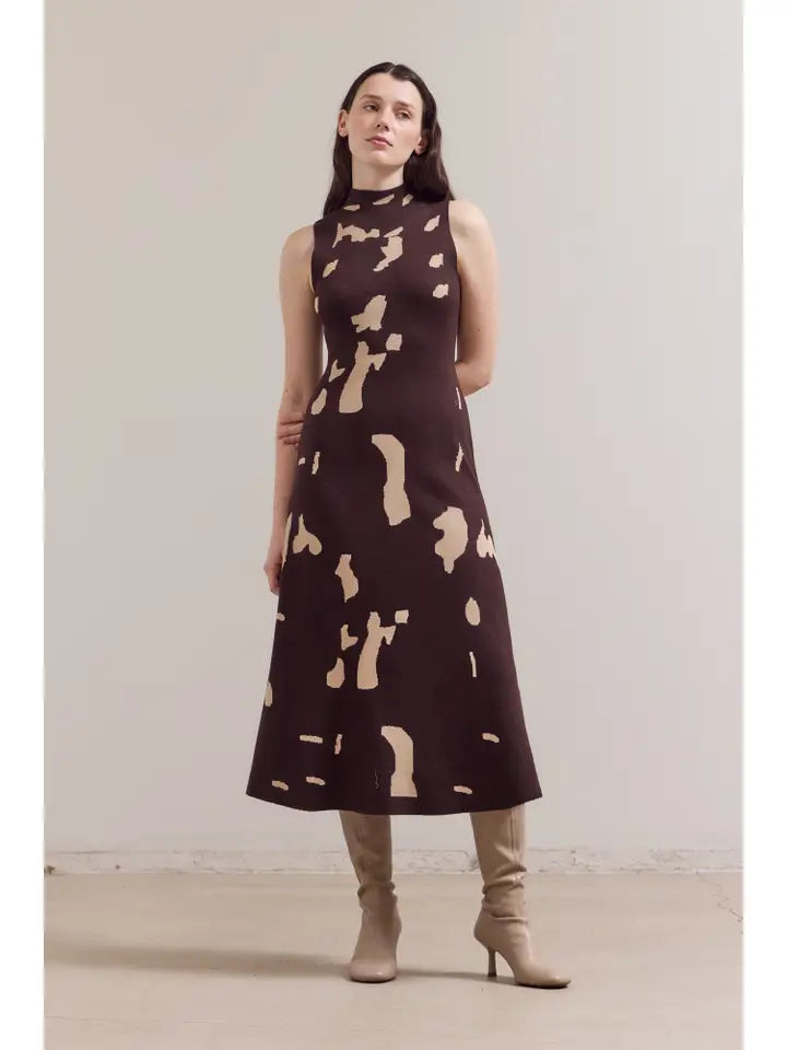 Fitted Knit Maxi Dress - Chocolate