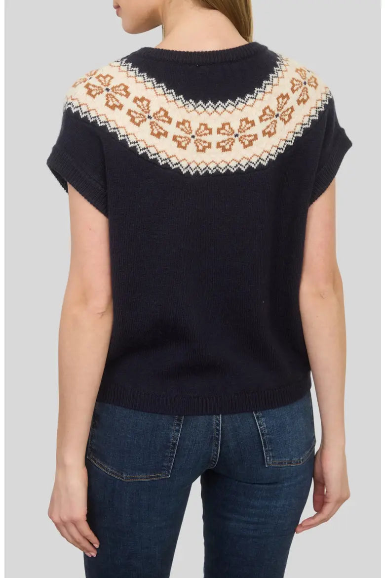 Fair Isle Yoke SS Sweater