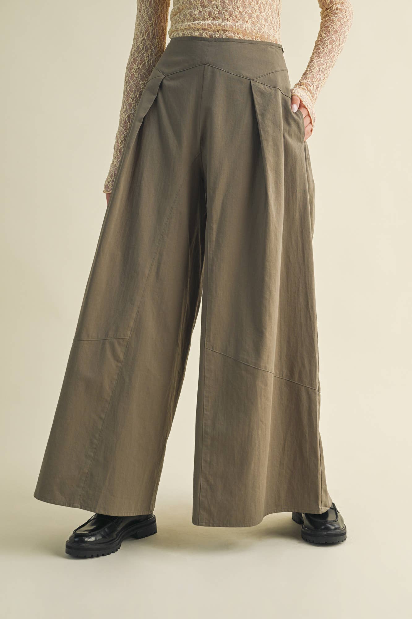 Moss Green Palazzo Trouser Pants