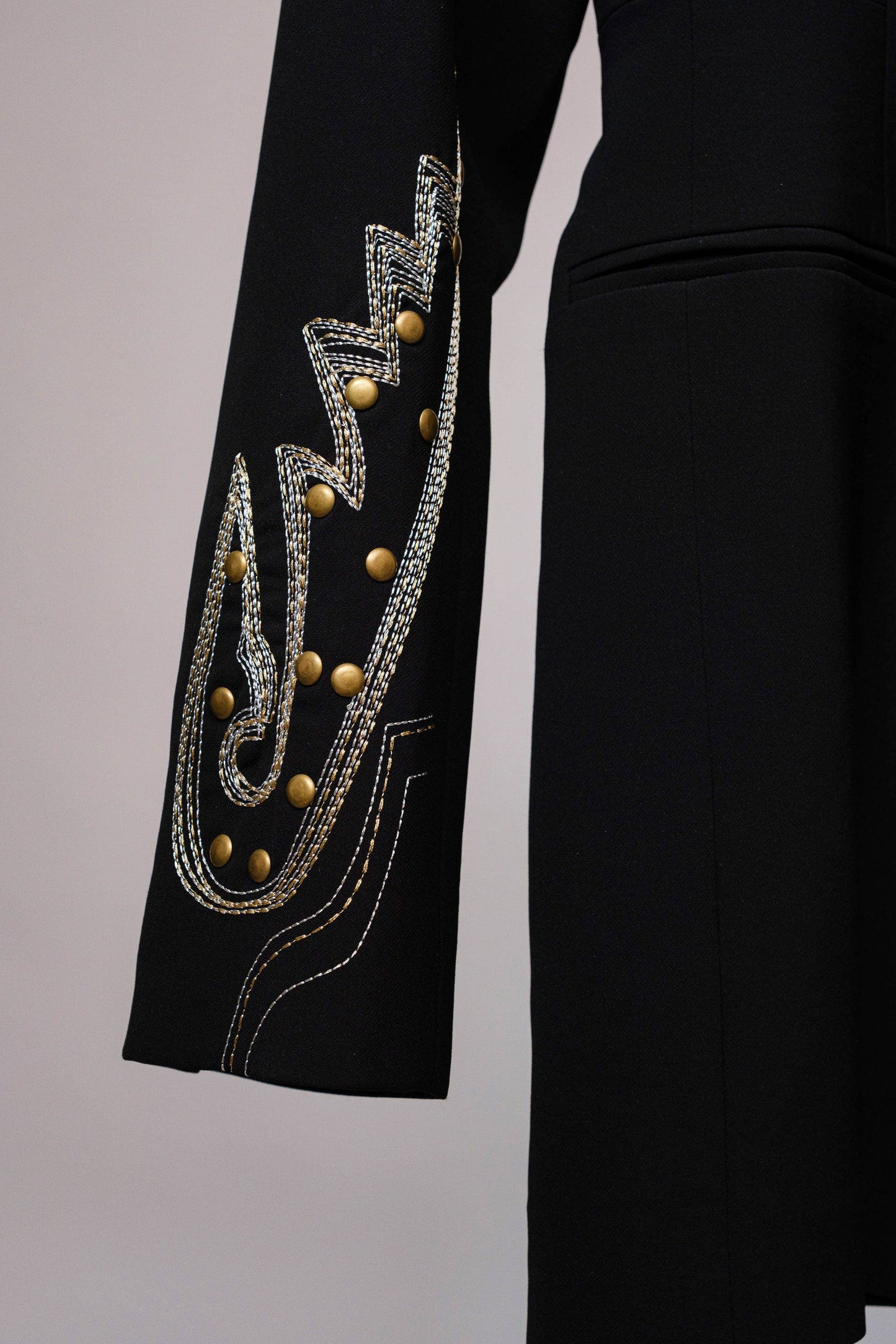 Black Embroidered Tunic Blazer