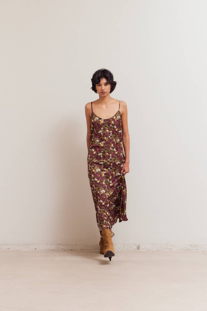Dark Jewel Floral Print Maxi Dress