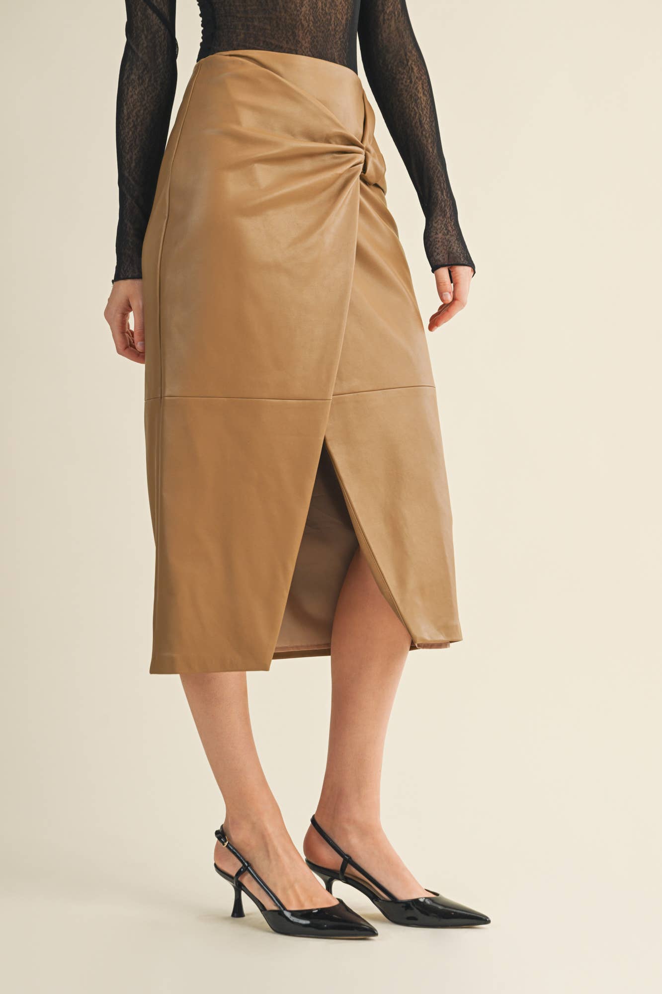 TAN KNOT WRAP SKIRT