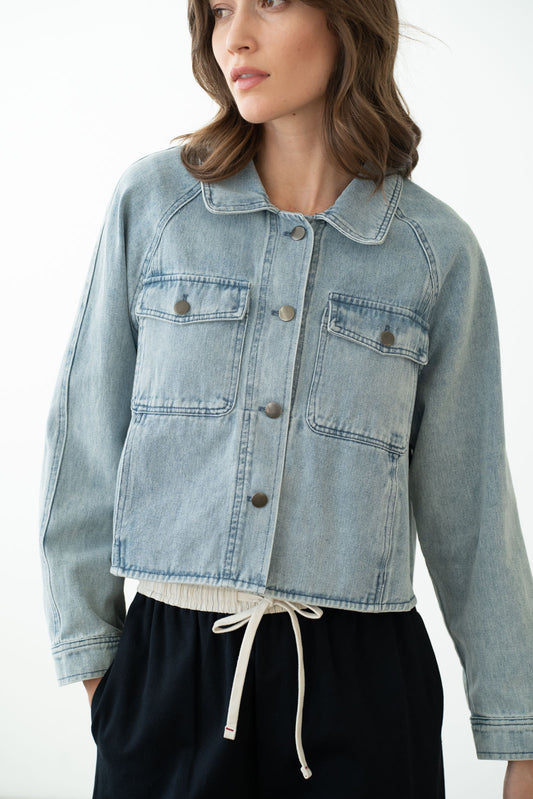 Denim High & Low Utility Jacket