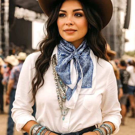 Blue & White Paisley Wild Rag/Scarf