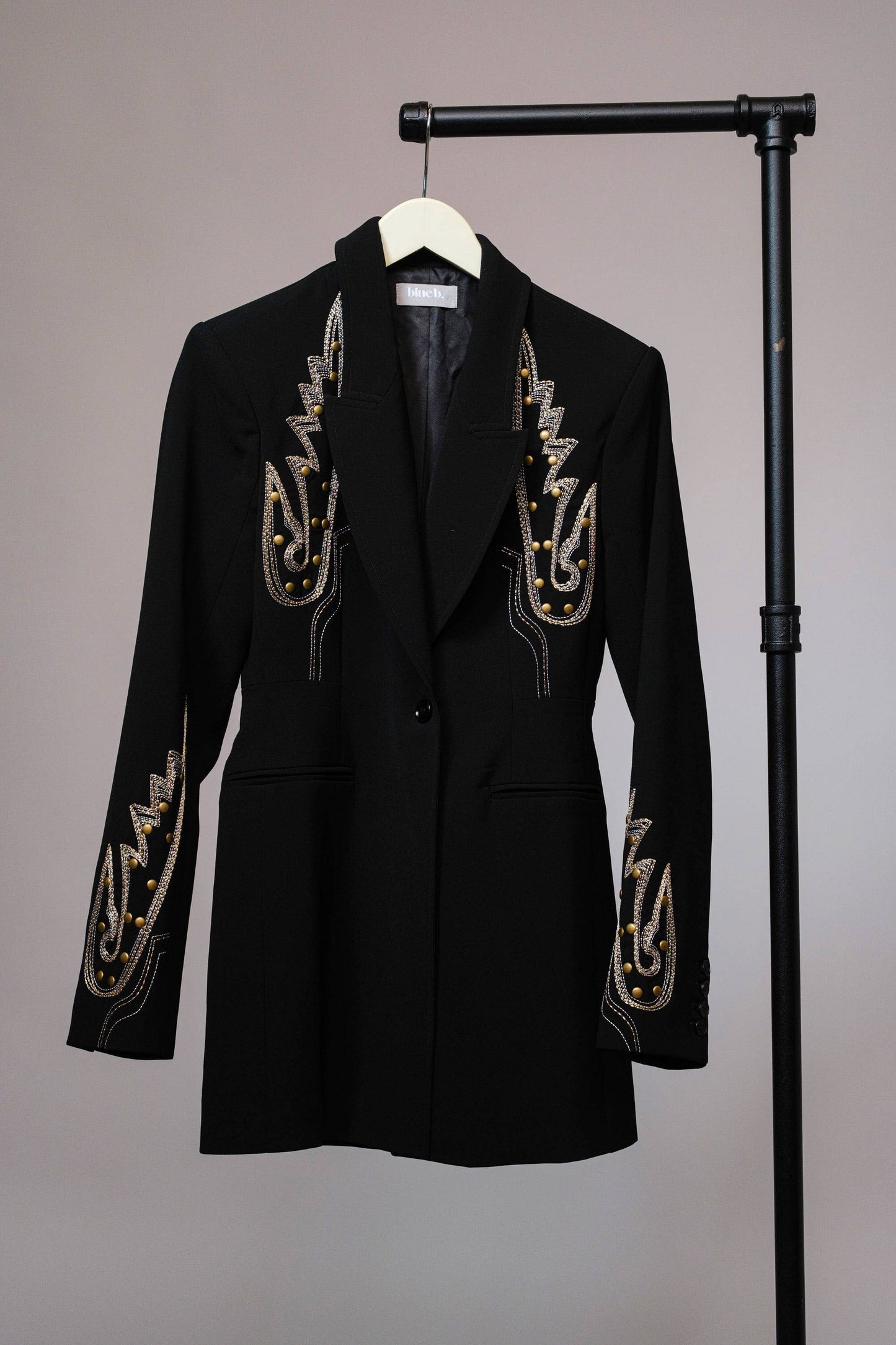 Black Embroidered Tunic Blazer