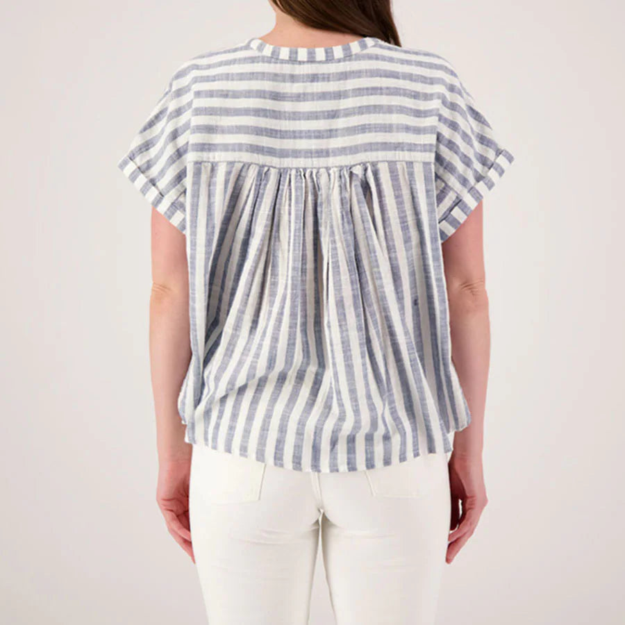Blue & White Stiped Boxy Top