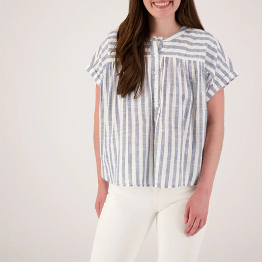 Blue & White Stiped Boxy Top