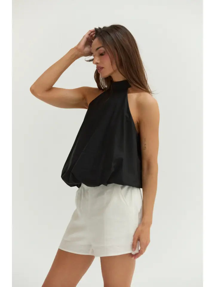 Rachel Bubble Hem Poplin Halter Top