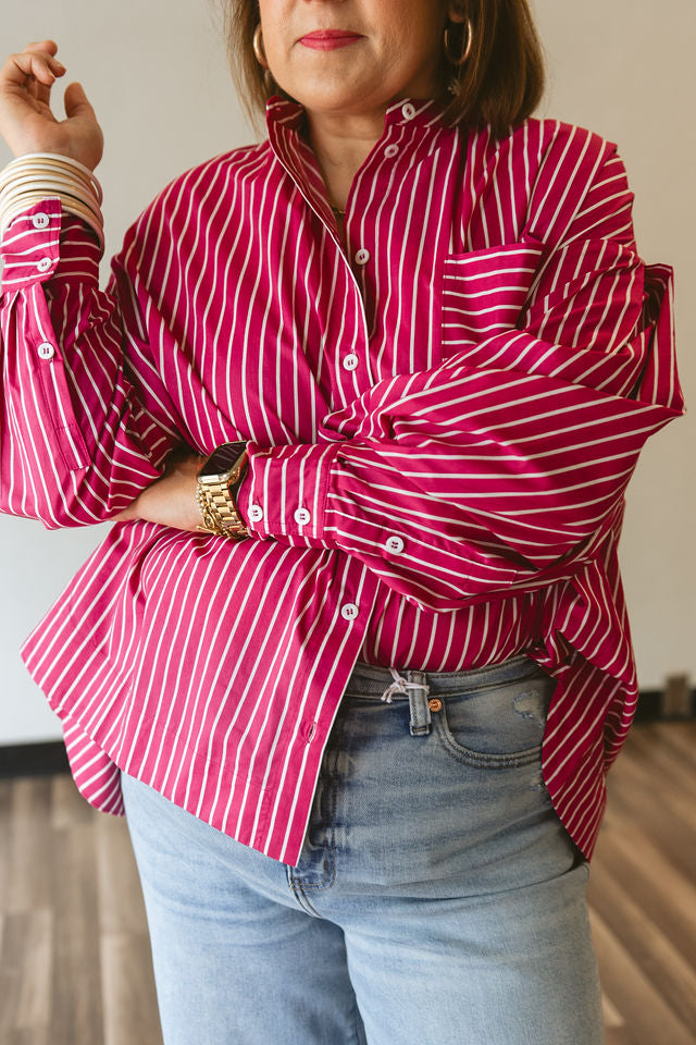 Fuchsia Ariana Button Down Top